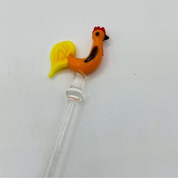 Vintage Glass Bird Swizzle Sticks Lampwork Rooster Swan Barware Set Mixed Lot - Picture 2 of 16